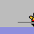 Animated contact sheet showing a yellow stick figure character with white head and red shorts performing actions across multiple frames including running, falling, and interacting with red objects on gray platforms against a gray background.