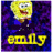 Pixelated yellow cartoon character with wide eyes and open mouth on dark purple background, below which is stylized yellow text.
