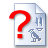 Pixelated document icon with red question mark, blue and white symbols, and a small figure on a light blue background.