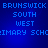 Blue pixelated text on a blue background reads BRUNSWICK SOUTH WEST PRIMARY SCHCIMARY SCHC in four identical quadrants.