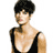Static pixelated image of a person with short dark hair wearing a black sleeveless top against white background.