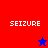 Four display 'SEIZURE' text with a blue star on red background and red star on blue background, all against purple backdrop