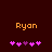 Two side-by-side pixelated displays of the name 'Ryon' above a of five pink and purple heart-shaped icons on dark brown backgrounds