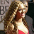 A pixelated image showing a woman with long curly hair in a red dress on the left and green text reading "Original Icons .com" on the right against a dark background.