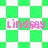 Green and white checkered background with pink text reading "Lindsay" in four positions, two static and two animated diamond-shaped patterns.