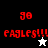 Red pixelated text 'JO EAGLES!!!' with star symbols on black, white, and gray backgrounds.