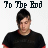 four identical pixelated images showing a person in a black shirt with red trim, each paired with text reading "To The End" where the letter 'E' is sometimes red