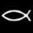Pixelated white fish symbol on black background with 'Go' text top-right and 'Fish?' text bottom-left, partially cropped gray rectangle at bottom-right.
