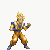 Pixelated character in golden armor with blue accents performs a sequence of martial arts poses and energy attacks against a white background.