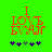 Green background with red text reading "I LOVE YOU" and five purple and green star icons below, with one green star changing position between frames.