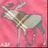Pixelated static image of a stylized animal figure with light brown and white coloring against a pink background.