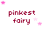 identical 'pinkest fairy' text icons with pink star animations, each icon featuring red pixelated text on white background
