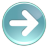 Circular cyan gradient button with white right-pointing arrow symbol centered on a light gray background.