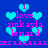 Blue background with cyan heart shapes and pink text reading 'i love nuk ayla lenard' repeated in multiple