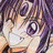 A pixelated anime-style character face with purple hair and large eyes on the left, next to a black background with white text "Anime IM" and a stylized signature below it.
