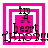 Four pink square frames with white borders display a pixelated 'I heart' text animation over a layered background.