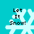 Four identical pixelated snowflakes with 'Let It Snow!' text on a cyan background, each showing slight variations in transparency and positioning.