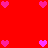 Red background with multiple pink and magenta heart shapes arranged in a pattern