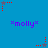 Blue background with repeating purple "*molly*" text and red/grey star-shaped icons with dotted trails in a pattern