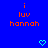 Blue background with orange text 'i luv hannah' repeated across three , featuring pixelated cyan hearts and downward-pointing chevrons in the middle