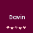 Two side-by-side pixelated displays of the name 'Davin' above of pink and purple heart icons on a dark red background