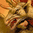 A 48x48 pixel animated dragon icon displayed as a contact sheet with three visible frames showing sequential motion, featuring golden-brown scales and fiery orange-yellow background tones.