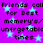 Purple background with light blue stars and repeated black text reading 'Friends call for Best memory's/ unfrgetable times' in pixelated font.