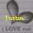 A gray heart-shaped icon with yellow text overlays showing different phrases across frames.
