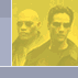 Four distinct character portraits in a , each with yellow-toned color grading and pixelated rendering
