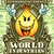 Pixelated yellow cartoon character with orange flame top, black eyes, red mouth, and blue hands holding a dark green object against light green background.