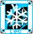 Animated snowflake icon with blue and black background, white snowflakes in various states of motion across frames.