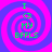 Four identical spiral patterns with alternating pink and blue colors, each containing green text reading "I G MY BFFLS" in a vertical arrangement.