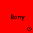 Red background with repeated 'Rony' text and changing symbols above each instance.