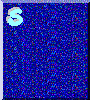 Animated sequence showing light blue text forming 'Spirit' on a blue pixelated background with small yellow and green star-like symbols.