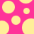 A static image with a bright pink background and multiple yellow circles of varying sizes scattered across it.
