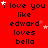Red background with repeated black text 'i love you like edward loves bella' and scattered white stars, partially cropped on the right.