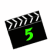 Two black clapperboard icons with green number 5s, one static and one animated with floating stars.