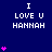 Blue background with white text "I LOVE U HANNAH" repeated across the and pink heart symbols animating in vertical sequences