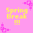 Yellow pixelated text "Spring Break !!!" on pink background with repeating purple square patterns.