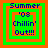 Four square display 'Summer '03 Chillin' Out!!!' text with green and orange borders, showing animation changes in border thickness and text alignment