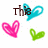 Pixelated text and heart shapes in brown, cyan, pink, and green on white background with gray section.