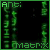 Green digital rain flows downward on black background with 'ANT:' text top-left and 'MATRIX' text bottom-center, forming a repeating pattern across multiple
