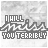 Static grayscale icon with 'HILL' and 'YOU TERNBUY' text above a wave pattern, featuring scattered black pixels that form an animated sequence of small shapes.