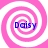 Four identical pink and white spiral patterns arranged in a , each containing the word "Daisy" in blue text