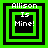 Four green and black square frames with "Allison Is Mine!" text in white pixelated font, arranged in a on a green background