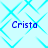 Four identical pixelated text instances of 'Cristo' in blue font on a light cyan background with repeating diagonal line patterns.
