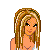 Pixel art character with long brown hair wearing white crop top and pink pants, holding a bucket in one frame, with *playgirl* text overlay on the lower portion of the image.