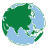 Animated sequence showing a pixelated globe with green landmasses and blue oceans transitioning through text overlays: 'Save' in green script, then 'the planet' in blue script.