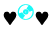 Animated contact sheet of a 3x3 grid showing sequential frames with black hearts, cyan CD icons, and changing text phrases like 'our hearts', 'skipped //', 'like scratched cd's' on white background.