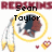 Pixelated memorial icon with red 'REDSKINS' text, yellow circular border, and heart symbols surrounding a central portrait.